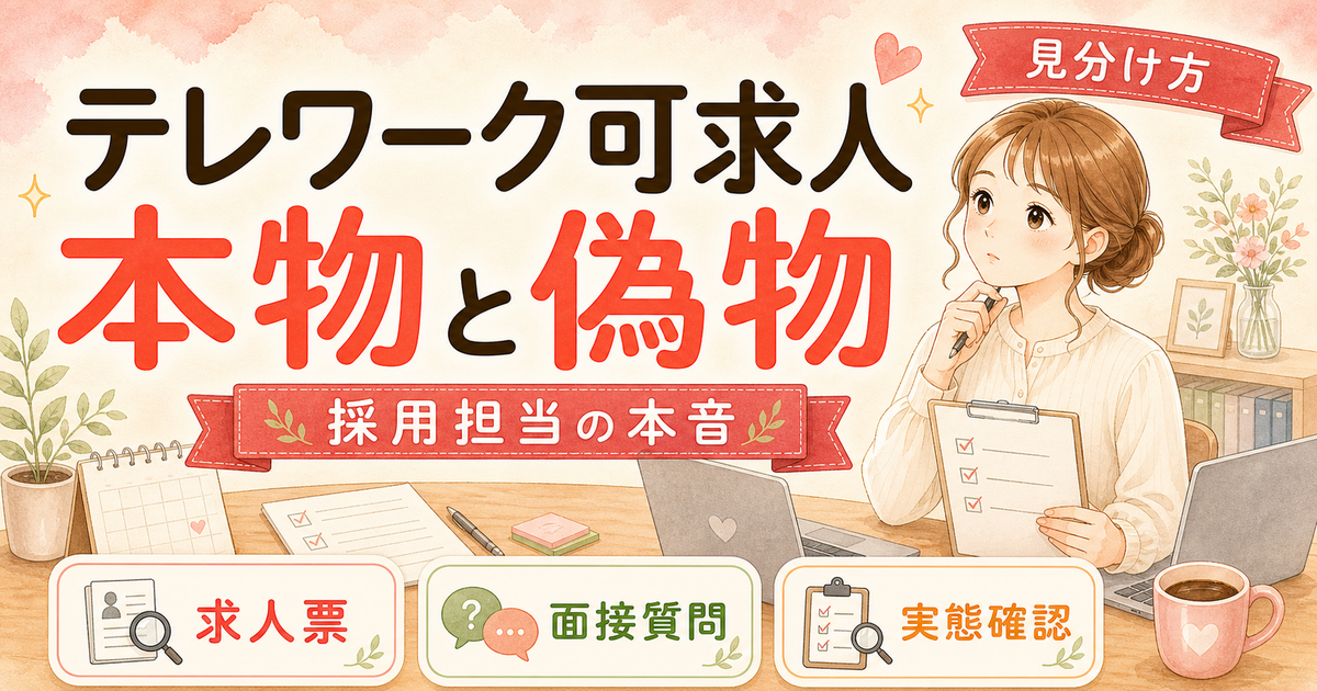「テレワーク可」求人の本物と偽物を見分ける7つのチェックポイント【人事の本音】