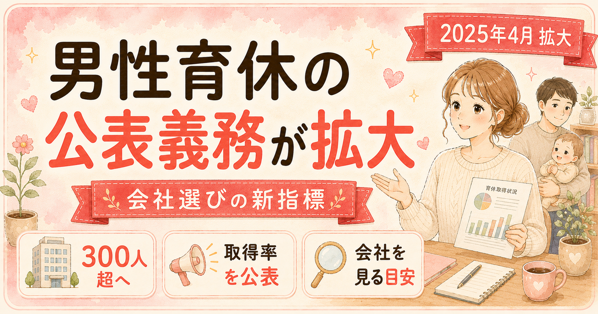 2025年4月から男性育休取得率の公表義務が300人超企業へ拡大