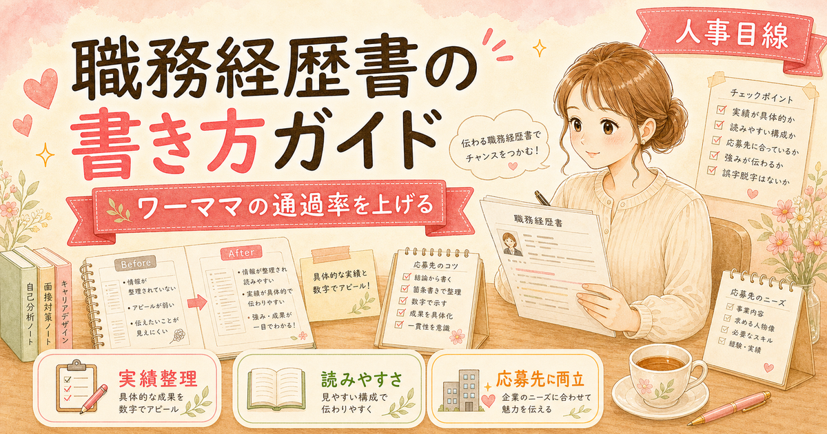 ワーママの職務経歴書、つまずく4つの問題点と直し方【人事3年】