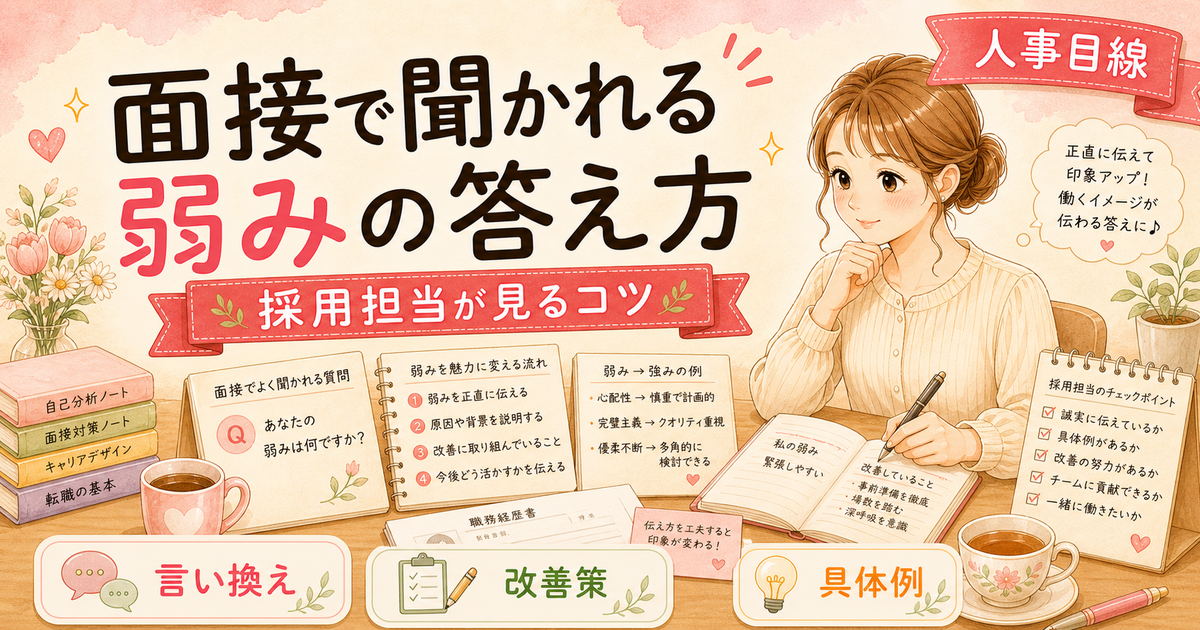 転職面接「あなたの弱みは?」採用担当が教える正解の答え方